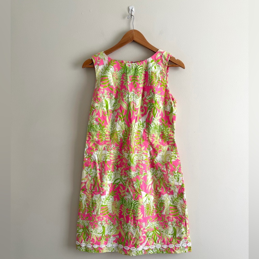 Vintage Lilly Pulitzer White Label Jungle Road Print Shift Dress + Purse (Sz 8)